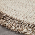 Tapis rond tressé en laine naturelle